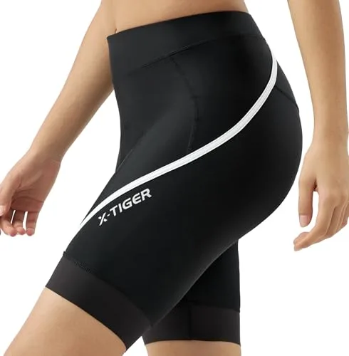 X-TIGER Culotte Ciclismo Mujer Acolchado Pantalon Cortos con Bolsillos MTB Bicicleta Pantalones Cortos Secado Rápido Transpirable