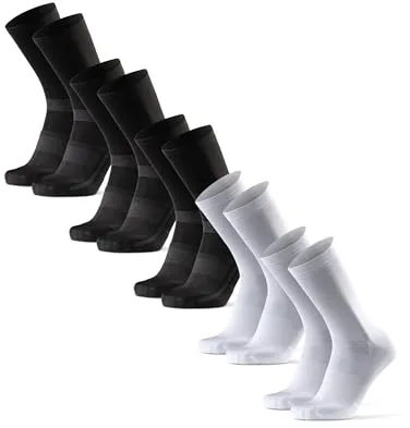DANISH ENDURANCE Calcetines de Ciclismo, Calcetines Deportivos Anti-Ampollas Hombre Acolchados y Transpirables, para Hombres y Mujeres, 3 y 5 Pack, Multicolor (3xnegro, 2xblanco/Negro), 43-47