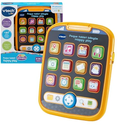 VTech-Baby Peque Tablet bilingüe Happy Play, Español-Inglés, Tableta educativa Infantil, Nuevo Vocabulario, Fomenta Desarrollo lenguaje, Regalo bebés +6 Meses, Versión ESP