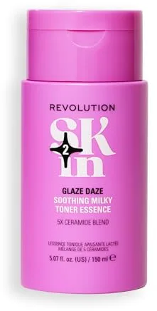 Revolution SKin, Glaze Daze Soothing Milky Toner Essence, Esencia Tónica Calmante con Ceramida, Hidrata y Suaviza, Vegano y Libre de Crueldad, 150ml