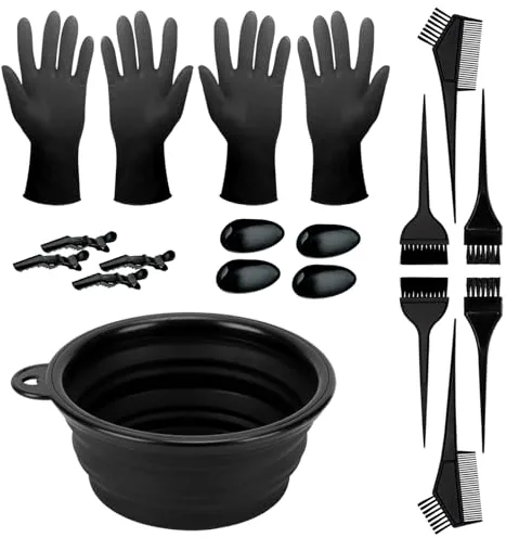 Kakveiai 19 PCS Herramientas para Colorear el Cabello, Accesorios de Pelo Tinte, Kit Tinte Pelo, con Masajeador Cuero Cabellu, Accesorios de Pelo Tinte, también para Mascotas, Bricolaje peluquería