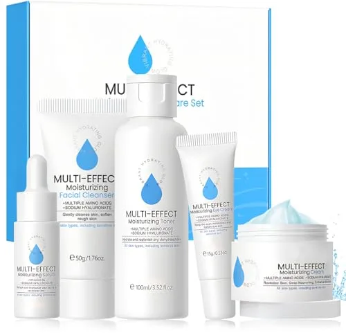 Skincare Coreano Kit, Kit Skincare Hidratante, Skincare Kit Facial, Con Limpiador, Tónico, Esencia, Crema de Esencia y Crema Para Ojos Para Nutre e Hidrata el Rostro Set de Regalo Mujer -5 Piezas