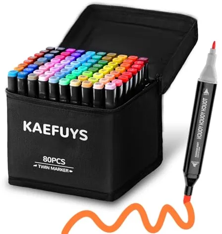 KAEFUYS Rotuladores Colores de 80 Colores Doble Punta Artist Marcadores Permanentes Secado Rápido Marker Pen para Niños, Artistas, Ideales para dibujar, Bocetos, Cómics, Garabatos