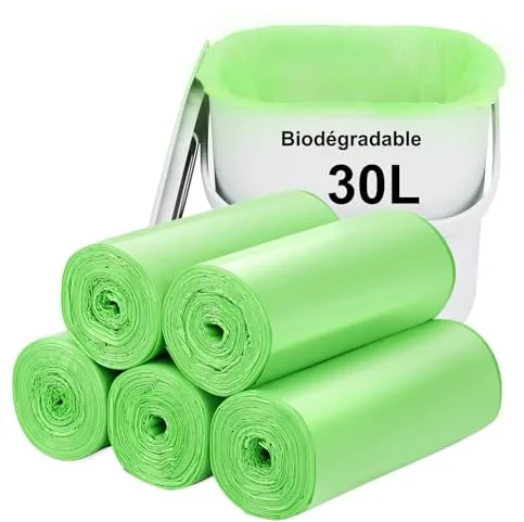 Bolsas de basura biodegradables de 30 L, 100 unidades: medio Aievrgad/para cocina, basura, compost para alimentos, resistentes y degradables