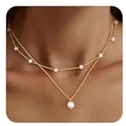 ZHESHY Collar De Perlas Para Mujer en Oro 14k - Cadena De Plata Colgantes Gargantilla Joyería Antialérgica Ajustable 4mm-8mm - Regalo Para Bodas Novias Dama De Honor Niña