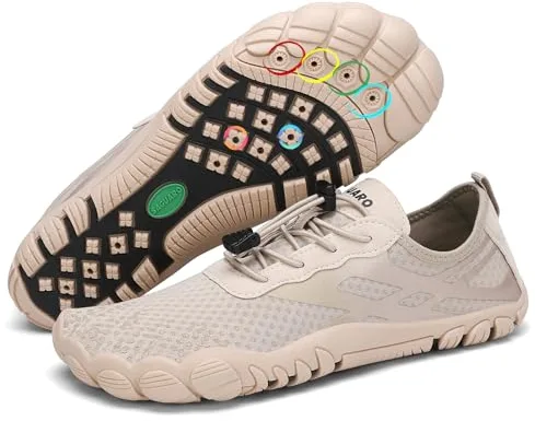 SAGUARO Escarpines Mujer Zapatillas Agua Hombre Secado Rápido Barefoot Zapatos de Agua Antideslizante Escarpines Surf Ligeras Zapatillas Minimalistas para Playa Snorkel Kayak Natación Caqui,Gr.37