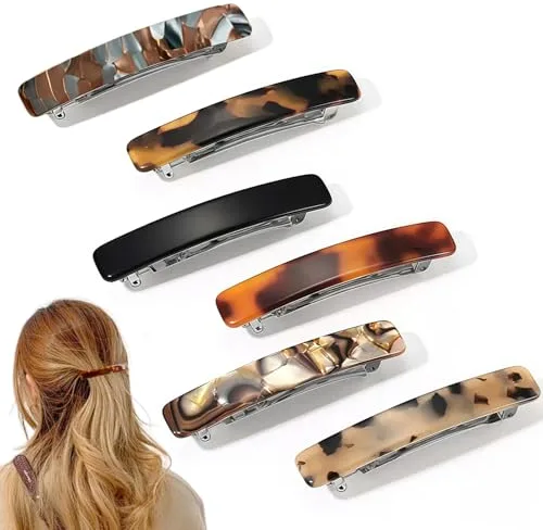 KEYRI 6 Piezas Pinza Pelo 7.5cm/3" Pinzas Pelo Pinzas de Pelo Vistoso Accesorios Pasadores Pelo Mujer Elegante Accesorios Pelo Mujer Banana Clip para Niñas y Mujeres (Seis Colores)