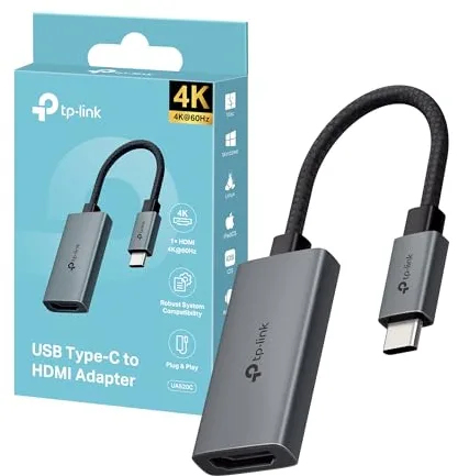 TP-Link UA520C Adaptador USB Tipo-C a HDMI 4K@60Hz, Plug and Play, Compatible con MacBook Pro, iPad Pro, Windows, MacOS, iPadOS, iOS, Android, Linux, Chrome OS, Carcasa de Aluminio