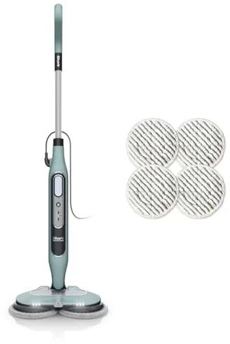 Shark Mopa de vapor automática, Tecnología Steam Blaster y 6 bayetas Dirt Grip, 3 configuraciones de vapor, elimina manchas y suciedad en suelos duros, cable de 8 m, verde salvia, S8201EUCP
