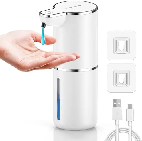 maxtachi Dispensador Jabon Baño Automatico,Dispensador de Jabón Automático con Sensor Movimiento por Infrarrojos,4 Niveles Ajustables,Recargable por USB,Resistente al Agua IPX5 para Cocina,Baño