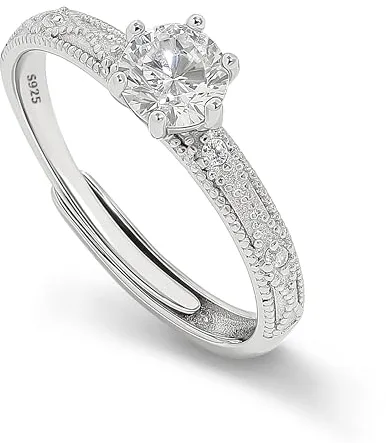 Meissa Anillo de Compromiso Boda para Pareja Alianzas de Plata Pareja Solitario Plata de ley 925 Mujer Anillos Promesa Tamaño Ajustable Novios Regalo de San Valentín Aniversario (2,5mm)