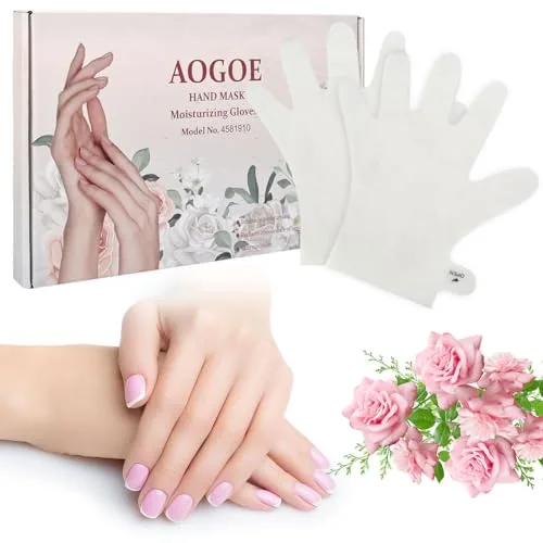 AOGOE Mascarilla para Manos, 6 Pares Guantes Hidratantes Mascarilla Aroma de Rosa con Niacinamida, Blanqueador Manos Guantes Hidratantes para Pieles Secas, Ásperas y Agrietadas para Hombres y Mujeres