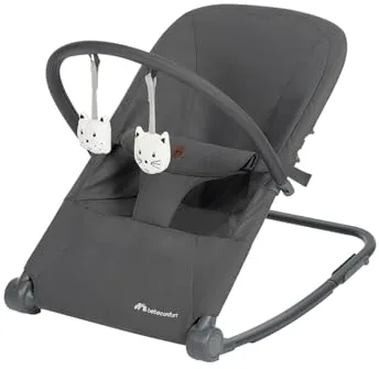 Bebeconfort Aster, Hamaca Bebé, 0–2 años, Ligera (2,7 kg), Portátil, Ultracompacto Plegable, Respaldo Regulable, Arco de Juguetes Extraíble, Arnés de 3 puntos, Modo Fijo, Tinted Graphite