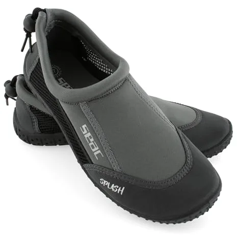 SEAC Splash, Zapatillas para Rocas para Adultos y niños, de Secado rápido, Zapatillas para el mar, la Playa y la Piscina, Gris/Negro, 37