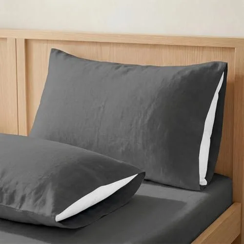 ECOMMERC3 | Funda de Almohada 45x100 Cm Pack 2 100% Algodón - Funda Almohada Color Antracita Suavidad y Frescura para un Descanso Transpirable, Hipoalergénica y Duradera