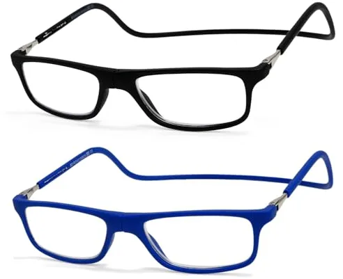 NEW VISION Gafas Presbicia Hombre 2 PACK, Gafas de Presbicia Cierre Imán, Longitud Ajustable, Gafas De Lectura para Hombre y Mujer, NV2904 (C6+C7, 2.5, x)