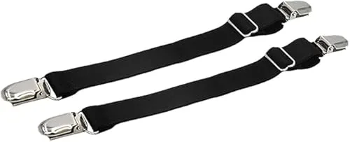 4 clips elásticos rectos negros para liguero, abrazaderas de calcetines, correas de tirantes, soporte para calcetines, ligas y ligas para mujer, ligas y ligas para medias, Negro, Talla única