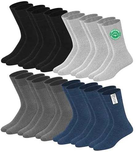 SOXCO calcetines de algodón para hombre hasta la pantorrilla 43-46 Multicolores, Paquete de 12 Pares