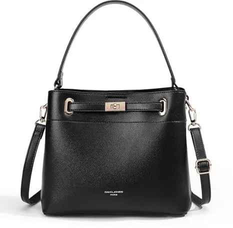 David Jones – Bandolera Chic Ville Fashion Designer – Talla Mediana, 3 Compartimentos y Bolsillos, Negro