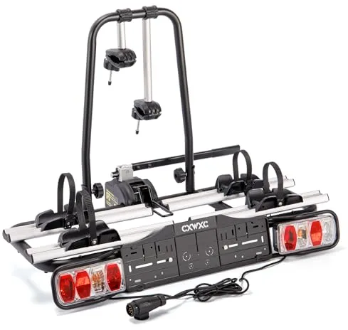 Portabicicletas para Enganche – Soporta e-Bikes y Bicicletas estándar (2 plazas), Cierre de apriete rápido, Sistema 13/7 Polos, Universal, aerodinámico, 60 kg de Carga máxima