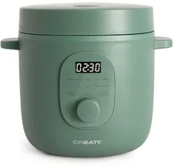 CREATE/RICE COOKER STUDIO/Arrocera eléctrica multifunción 1.2L verde sage/Programable hasta 24h. con cesta vaporera. prepara tartas. guisos o sopas. función de mantener el calor. 300W
