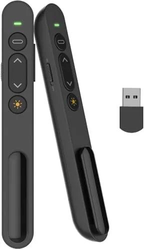 Puntero Presentaciones, Presentador de Diapositivas Remoto Mando para PowerPoint/Keynote/Hyperliens/Google Slides/PDF/MS Word para conferencias, reuniones, informes, PowerPoint, etc. Plug & Play