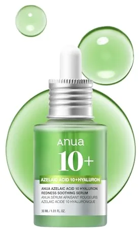 Anua Azelaic Acid 10 Hyaluron Redness Soothing Serum, Facial Serum for Sensitive skin, Hyaluronic Acid, Niacinamide, Spot Care, Natural Color, Vegan, Korean Skincare (30ml/ 1.01 fl oz.)