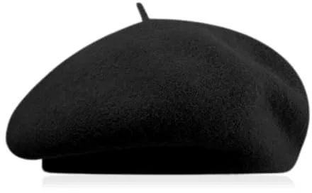 GIDWRIY Boina Francesa de Lana para Mujer - Sombrero Artista Pintor, Chapela Vasca Liso, Clásico Redondo Vintage Elegante para Invierno y Disfraz