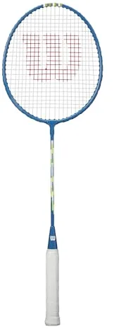 Raqueta de Bádminton Wilson Champ 90, Marco Dinámico para Mayor Resistencia, Diseño Vibrante de Dos Tonos, Viene Pre-Encordada, Color: Azul/Blanco, Talla: 3