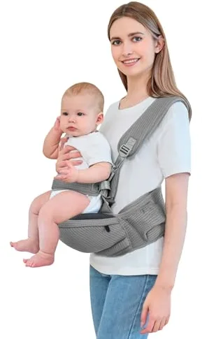 IULONEE Multifuncional Portabebé Asiento De Cadera Portabebés Ergonómico Portador De Bebé Hipseat Portador De Bebe Ergonomico Taburete De Cintura Portabebes Asiento De Cadera Para Bebé (Gris Oscuro)