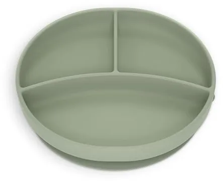 Suavinex, Plato de Bebé con Ventosa, Plato de Silicona con Divisiones, Plato Antivuelco, para Utilizar en la Alimentación Complementaria y BLW, Apto para Lavavajillas y Microondas, +6 Meses, Verde