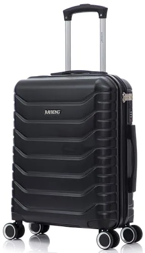 RAYKONG Maleta de Cabina 55x40x20cm Policarbonato (40L) semirígida Trolley pequeño Equipaje de Mano 4 Ruedas giratorios a 360º Cierre numérico (Negro)