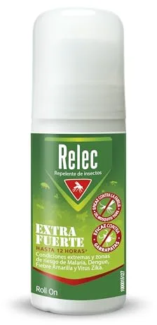 Relec Extra Fuerte Roll-On Antimosquitos, Hasta 12H de protección, Eficaz Contra El Mosquito Tigre, Eficacia y Protección Contra las Picaduras de Mosquitos en Condiciones Extremas y Zonas Tropicales