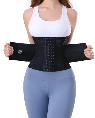 PQWEUU Fajas Reductoras Abdomen Faja Postparto Cinturilla Reductora Cintura Entrenador Cinturón Lumbar Reductor Waist Trainer para Mujer Abdomen y Hombre (Negro, XS)