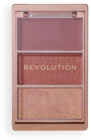 Revolution, Blush Icon Palette, Colorete en Crema & Polvo Compacto, Alta Pigmentación, Paleta de Rostro, Vegano y Libre de Crueldad, 3 Tonos, Aura Points Rose