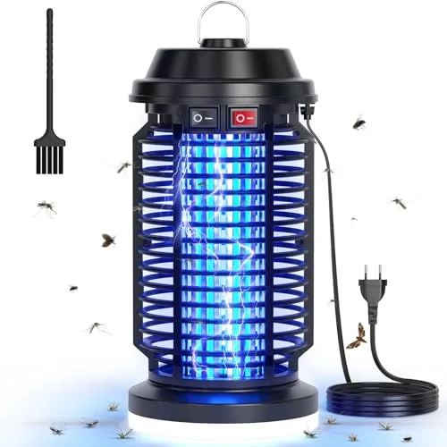 YISSVIC Lampara Antimosquitos Electrico Mata Mosquitos Electrico 4200V +15W UV Lámpara Antimosquitos IPX4 Impermeable para Interior y Exterior