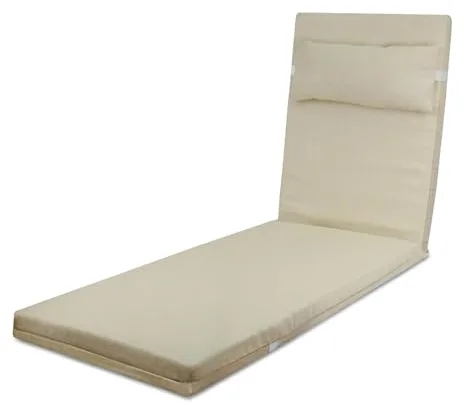 TIENDA EURASIA - Cojin Tumbona Exterior | 50% Algodón y 50% Poliéster | 180x50x5 cm | Almohada para el Cuello | Funda de Tela Lavable | con Cremallera | Relleno de Fibra Acolchada (Crudo)