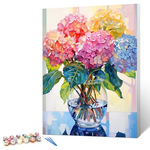 gelrovaled Pintar por Números, Pintura por Numeros Adultos, Kit de Pintura al óleo de Lienzo para con Pinceles, Pigmento Acrílico 30 x 40 CM, con marco (flower02)