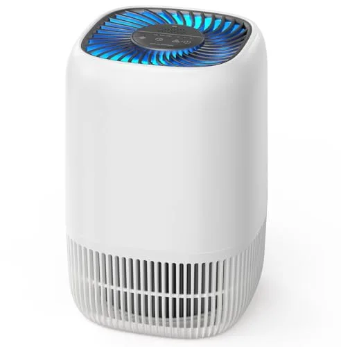 AROEVE Purificador de Aire con Filtro HEPA H13 de 3 Etapas, con un Consumo de Energía de tan solo 5W, Silencioso a 22db con Aroma, Combate el Polen, el Humo y el Pelo de Mascotas