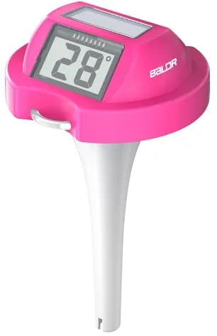 BALDR Termómetro de piscina flotante de fácil lectura, termómetro digital de piscina alimentado por energía solar con pantalla LCD dual (rosa)