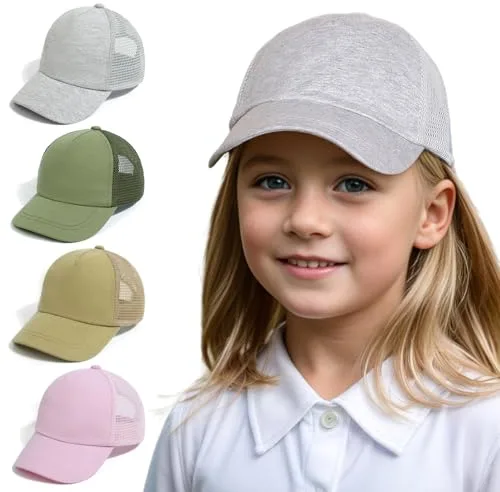 YANWANG Gorra de Béisbol de Bebé Transpirable Ajustable Sombrero de Sol del Niño Dinosaurio Color Sólido Gorras para Niños Niñas(Grey，M)