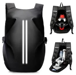 HYC00 Mochilas de Motocicleta para Hombres Mujer, Mochila para Casco Impermeable Bolsa Reflectante para Casco de Motocicleta Mochila de viaje de Gran Capacidad para Cascos de Moto Bicicleta,Negro S