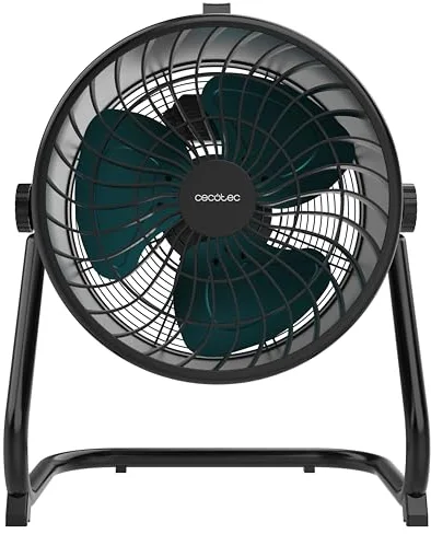 Cecotec Ventilador de Suelo Industrial Proindustry Flowcannon. 140W, Carcasa Metálica, 3 Velocidades, 1300Rpm, Flujo de Aire 4800m³/h, Rejilla De Protección, Diseño Estable, Inclinación Ajustable