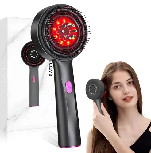 Cepillo de Masaje para Cuero Cabelludo, Eléctrico Cepillo Masajeador de Cabello con Luz Roja, 2 en 1 Cepillo de Peine Masaje, Impermeable Masajeador de Cuero Cabelludo, para Crecimiento Cabello