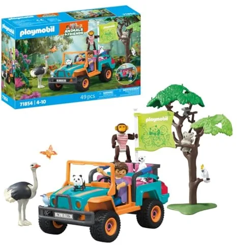 PLAYMOBIL | Animals & Friends | Jeep Multicolor | Juguete para Mayores de 4 años | Regalo Ideal para niños | Estimula la Creatividad | con Figuras, vehículo y Accesorios | 71854