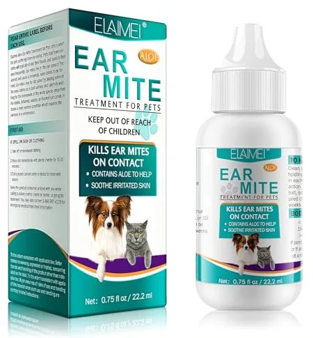 Aceite de ácaros del oído 22ml - Cuidado suave de las orejas de perros, gatos y roedores, eliminación de ácaros, adecuado para todo tipo de animales pequeños, limpieza profunda de las orejas