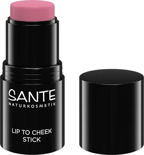 SANTE Naturkosmetik Lip to Cheek Stick 01 Rose – 6 g – Blush natural para mejillas, labios y arco de cejas – colorete difuminable con textura cremosa y ligera – para un acabado fresco y brillo