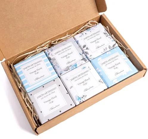 CABRERIZO SOAP Jabones para regalar naturales – Pack de 6 x 65g pastillas de jabones naturales artesanos de lavanda para cara, cuerpo y manos – Limpieza facial y corporal suave para todo tipo de piel