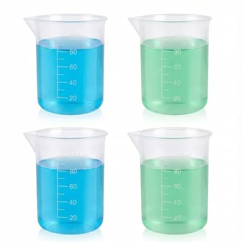 4 vasos medidores de 100 ml, vasos medidores pequeños, hechos con marca de escala (transparente) para manualidades, manualidades, moldes de epoxi, encerado, cocina