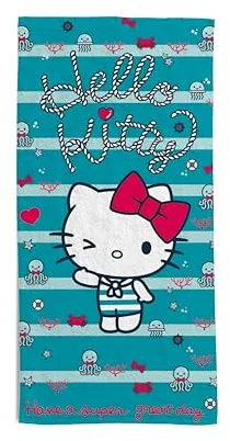 hermet, Toalla de Playa Hello Kitty, 70 x 140 cm, Toalla de Playa o Piscina, 100% algodón Suave, práctica y Ligera
